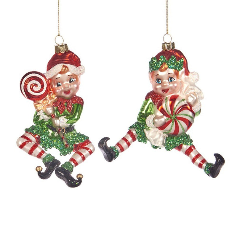 Glass Elf with Candy Sweets Tree Ornament- Choice of 2 - The Christmas Imaginarium