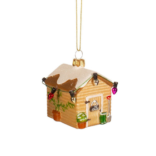 Glass Mini Shed Christmas Tree Decoration - The Christmas Imaginarium