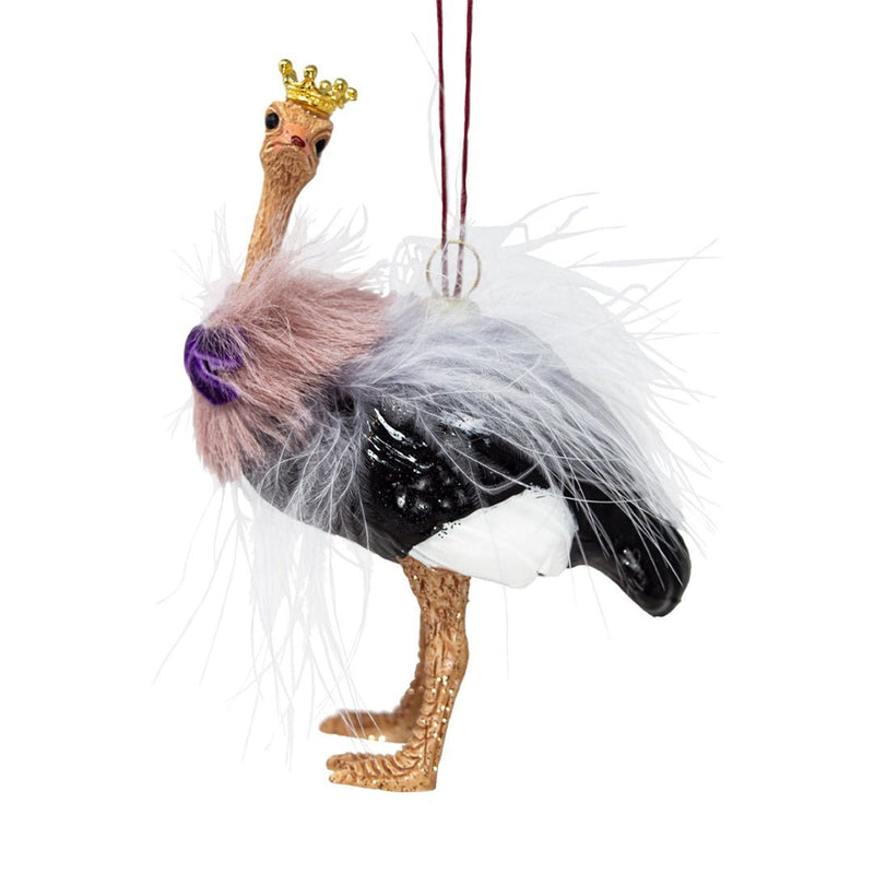 Glass Ostrich in Crown Christmas Tree Decoration - The Christmas Imaginarium