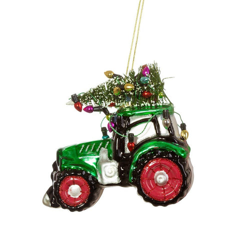 Glass Tractor Christmas Tree Decoration - The Christmas Imaginarium
