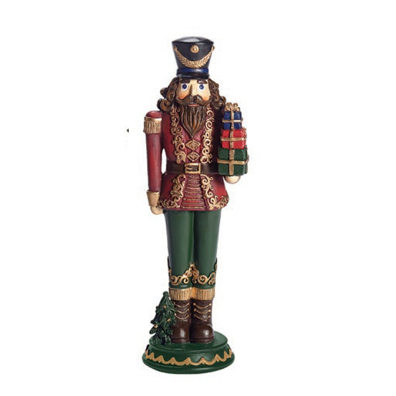 Handsome Red or Blue Resin Nutcrackers with Tree or Presents - Choice of 2 - The Christmas Imaginarium