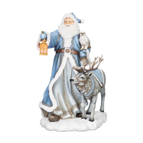 Large Blue and White Santa and Reindeer - The Christmas Imaginarium