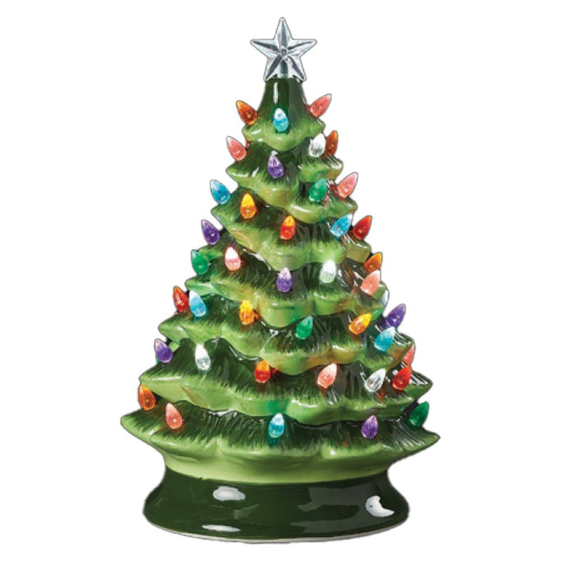 Large Light Up Retro Green Ceramic Christmas Tree 34cm - The Christmas Imaginarium