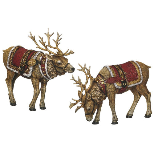 Large Pair of Red & Gold Reindeer (30cm) - The Christmas Imaginarium