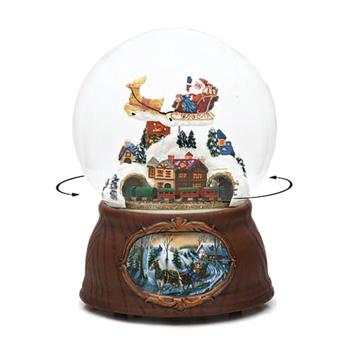 LARGE Santa Sleigh Train and Village Christmas Snow Globe (Musical & Moving) - The Christmas Imaginarium
