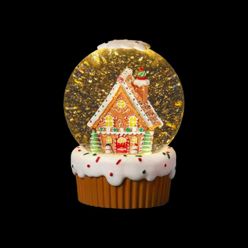 Light Up Gingerbread House on Cake Water Spinner - The Christmas Imaginarium