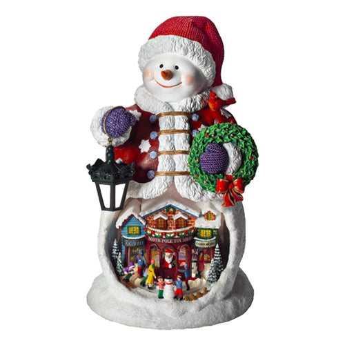 Light Up, Moving, and Musical Snowman With Santa's Village - The Christmas Imaginarium