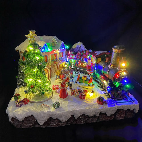 Light Up Moving Musical Christmas Train Station - The Christmas Imaginarium