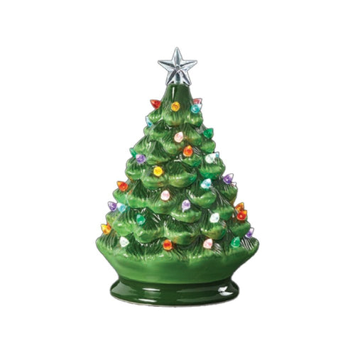 Light Up Retro Green Ceramic Christmas Tree - The Christmas Imaginarium