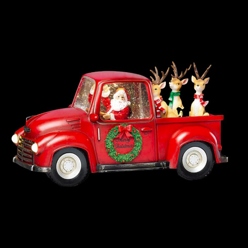 Light Up Swirl Santa Driving Truck with Reindeer - The Christmas Imaginarium