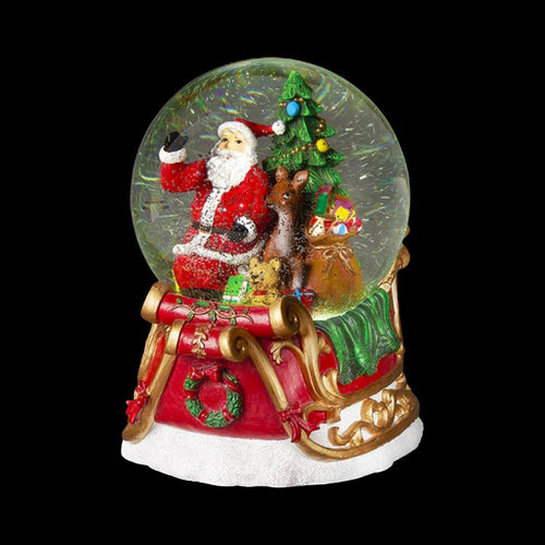 Light Up Swirling Santa in Sleigh Snow Globe - The Christmas Imaginarium