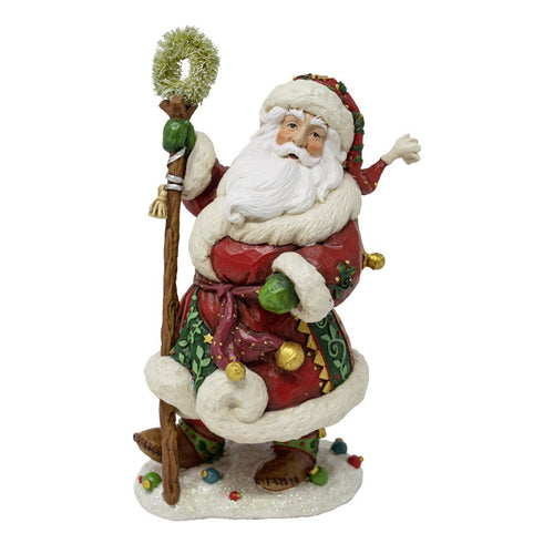 Magical Santa With Staff and Wreath Figure - The Christmas Imaginarium