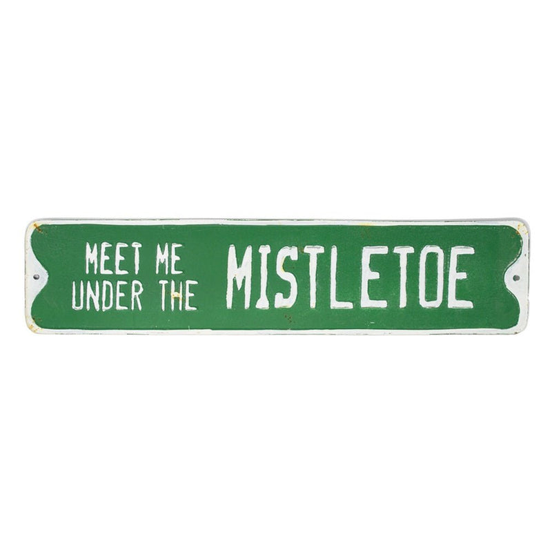 Meet Me Under The Mistletoe Tin Christmas Sign - 51.5cm - The Christmas Imaginarium