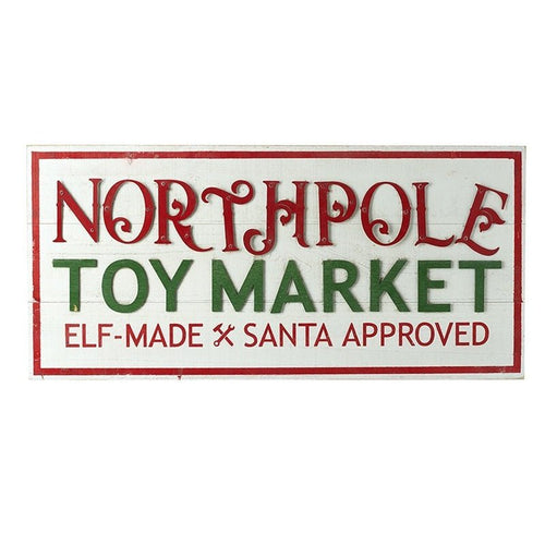 North Pole Toy Market Wood & Tin Sign - 76.5cm - The Christmas Imaginarium