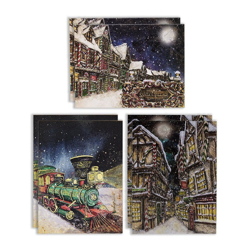 Pack of 6 Santa's Village Christmas Cards - The Christmas Imaginarium