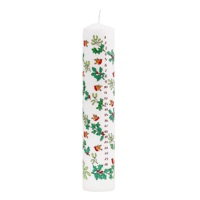 Pillar Advent Candle (Holly and Robins) - The Christmas Imaginarium
