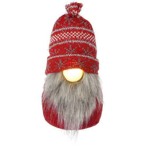 Red Felt Tomte with Knitted Hat & Light Up Nose - The Christmas Imaginarium