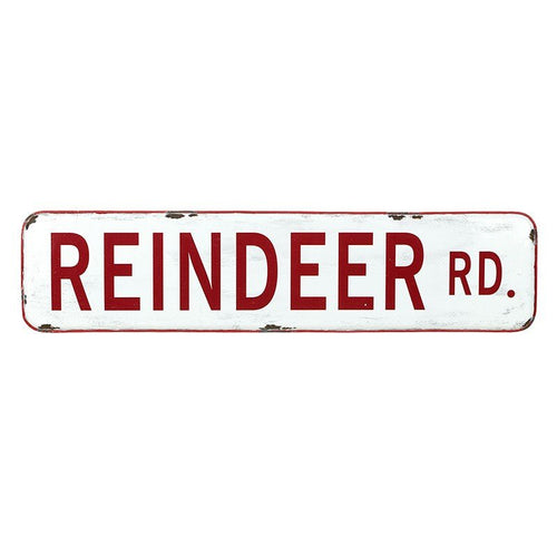 Reindeer Rd Tin Sign -56cm - The Christmas Imaginarium