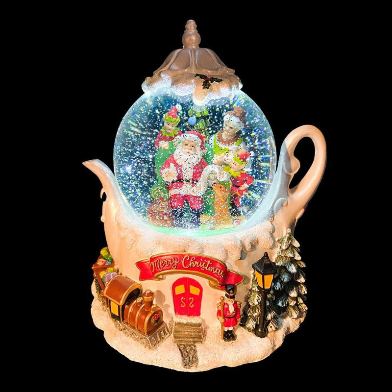 Santa and Mrs Claus Teapot Snow Globe - The Christmas Imaginarium