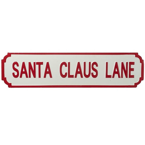 Santa Claus Lane Tin Christmas Sign - The Christmas Imaginarium