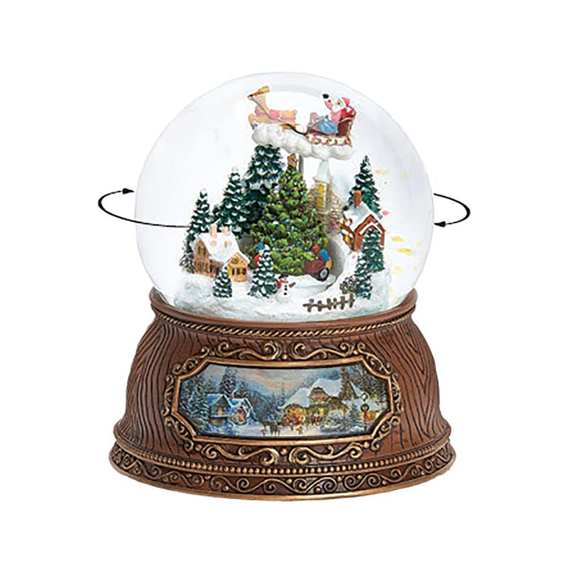 Santa Flying Over Village Snow Globe - The Christmas Imaginarium