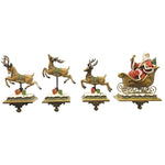 Set of 4 Luxury Santa Claus & Reindeer Stocking Hangers - The Christmas Imaginarium