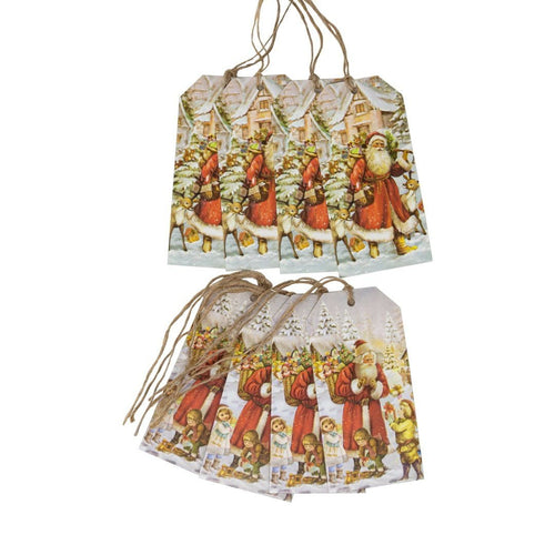Set of 8 Santa with Deer / Children Christmas Gift Tags - The Christmas Imaginarium