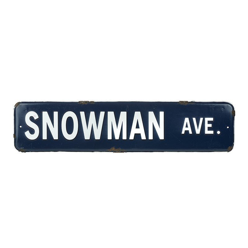 Snowman Avenue Tin Sign - 56cm - The Christmas Imaginarium