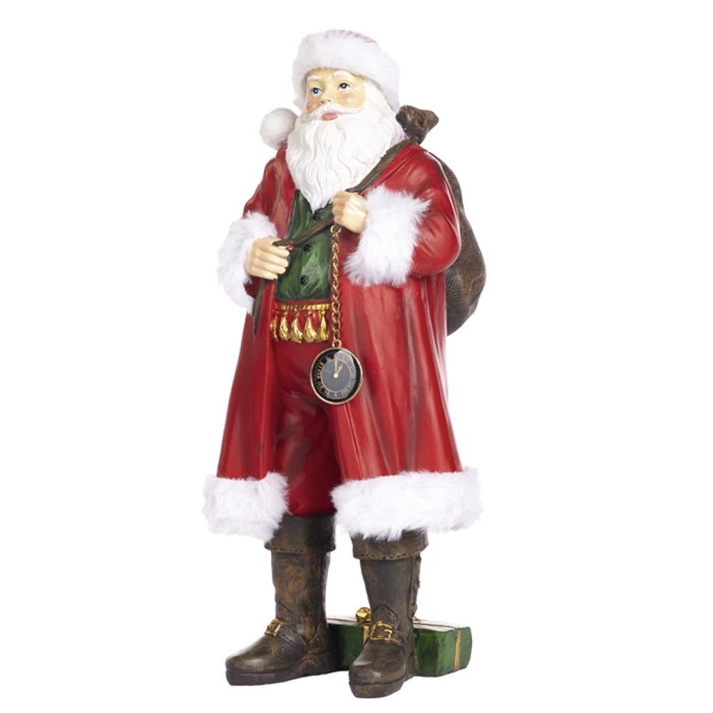 Standing Santa with Sack & Clock 30cm – The Christmas Imaginarium